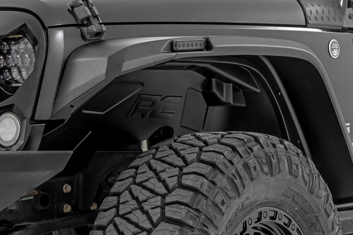 Jeep Wrangler Unlimited Front Wheel Well Liners - Rough Country - Black - '07-'18